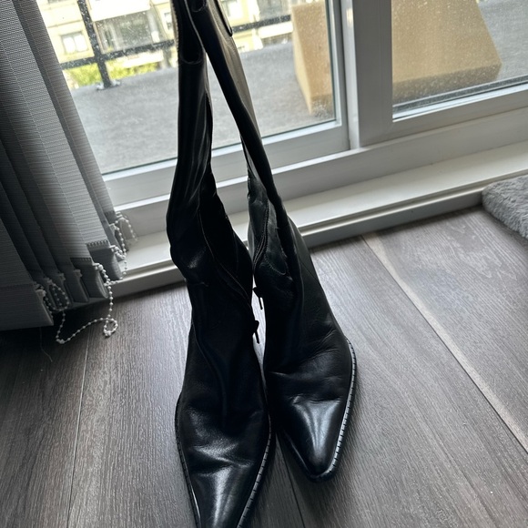 Lavorazione Artigiana Black Leather Women's Boots Made in Italy 38 - Picture 3 of 12